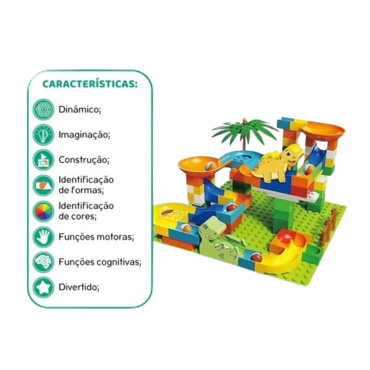 Rola Bola Dino 130 Peças Blocos De Montar Infantil - Steam Toy Rola Bola Dino 130 Peças Blocos De Montar Infantil - Steam Toy
